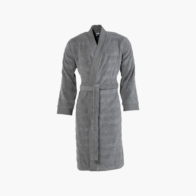 Peignoir homme coton col kimono Grizzli gris