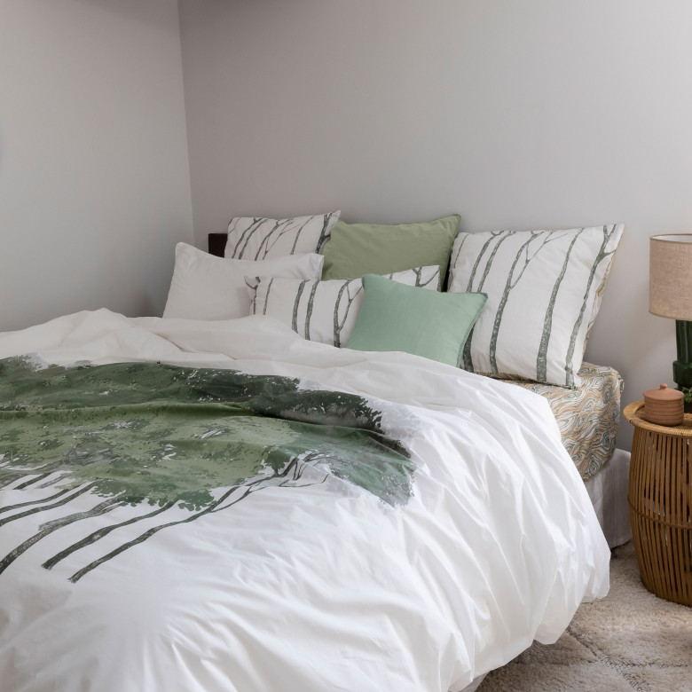 Housse de couette réversible percale de coton lavée biologique Monarbre