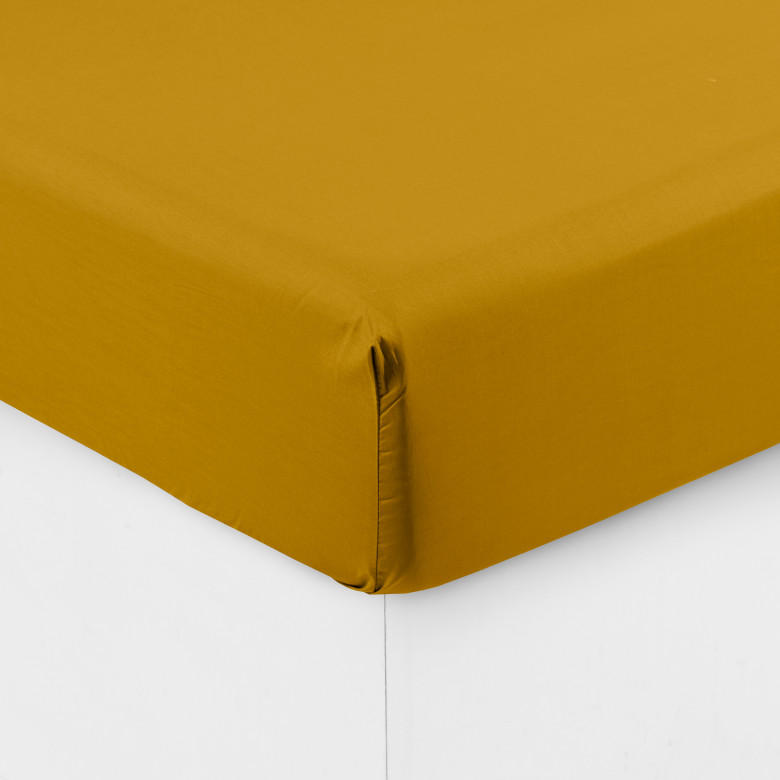 Drap housse percale de coton Neo curry