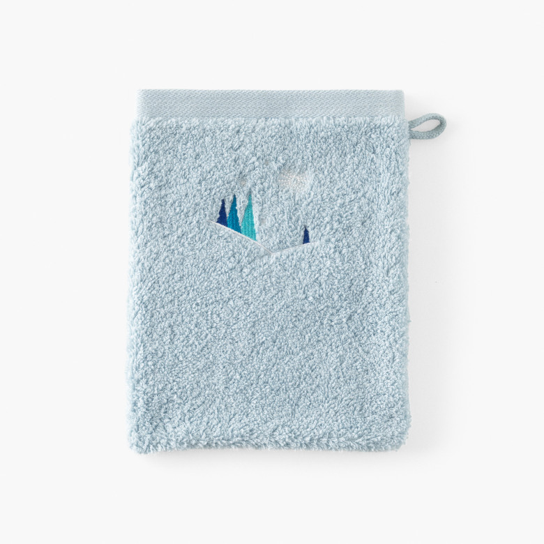 Gant de toilette phosphorescent coton Stellaire bleu banquise