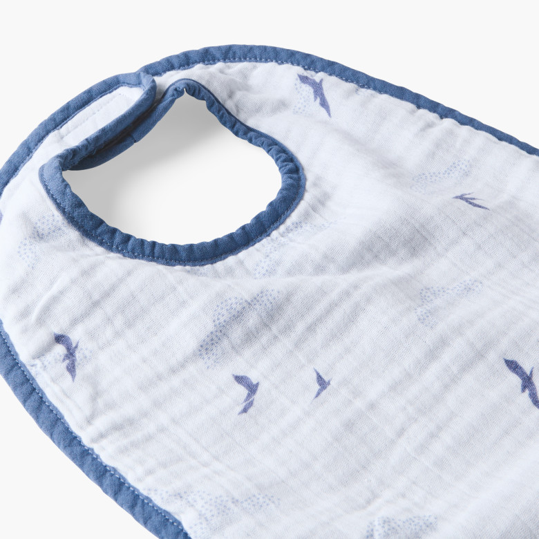 Bavoir double face coton et gaze de coton Lino encre