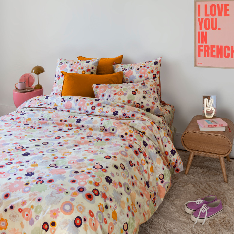 Housse de couette réversible percale de coton Psyché femme