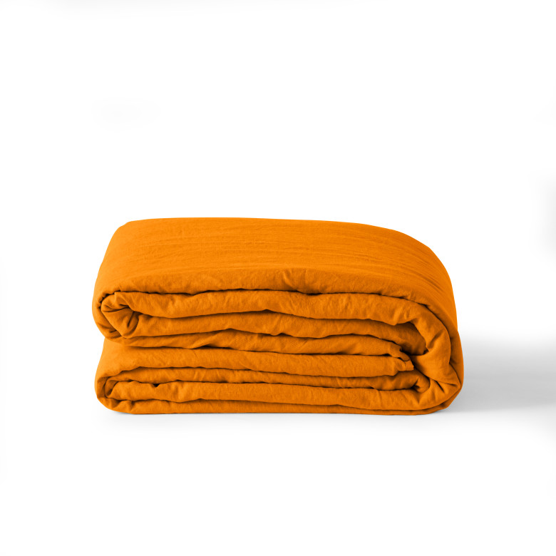 Housse de couette lin et coton lavé Songe curcuma