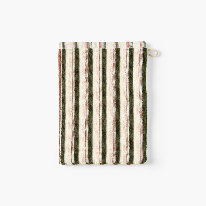 Gant de toilette coton double face Combo kaki et écorce