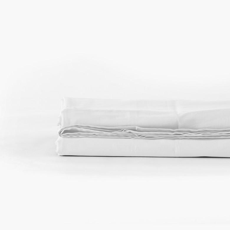 Drap de lit satin de coton lavé bio Quartz blanc