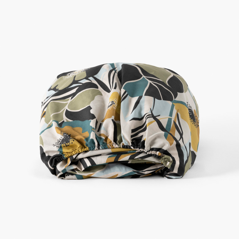 Drap housse percale de coton Neo ficelle floral