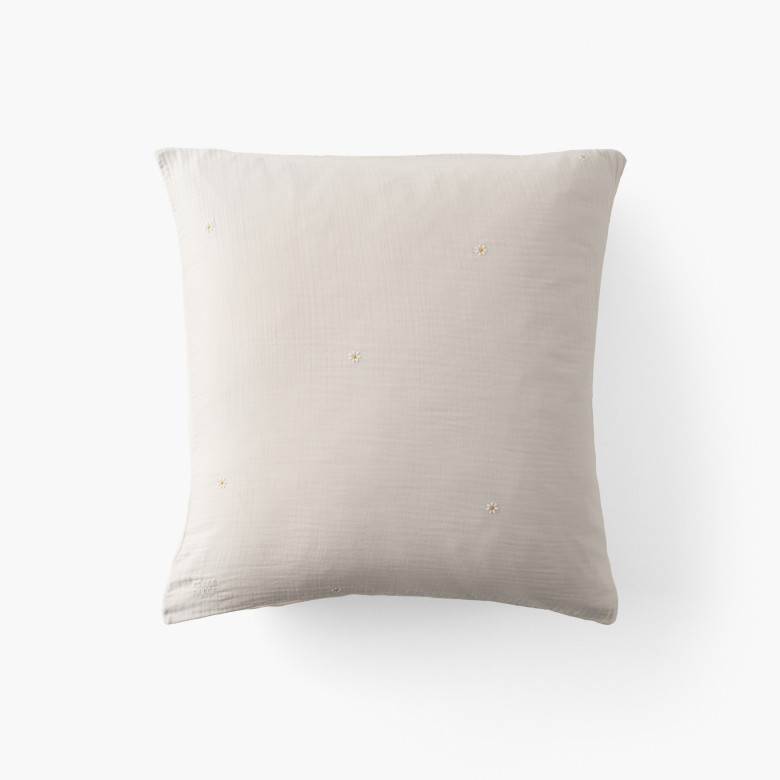 Taie d'oreiller carrée gaze de coton Zéphire dune marguerite