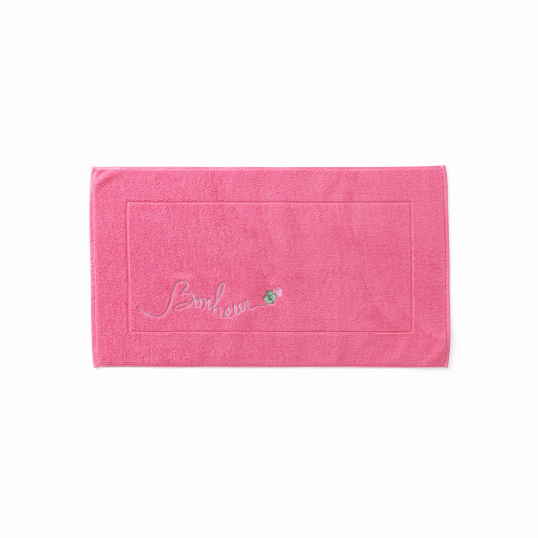 Tapis de bain bouclette de coton Eloges rose