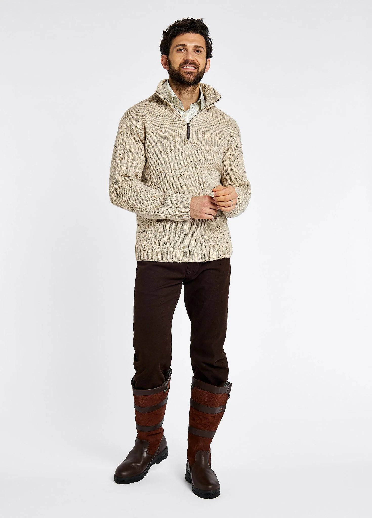 Callaghan Men's Irish Knit Donegal Sweater - Stone
