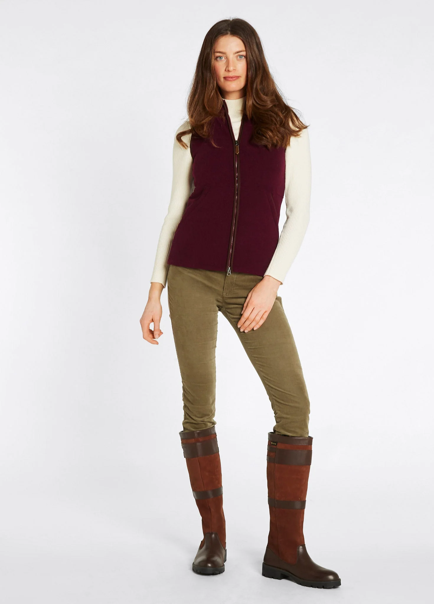 Carbury Ladies' Fleece Vest - Ox Blood