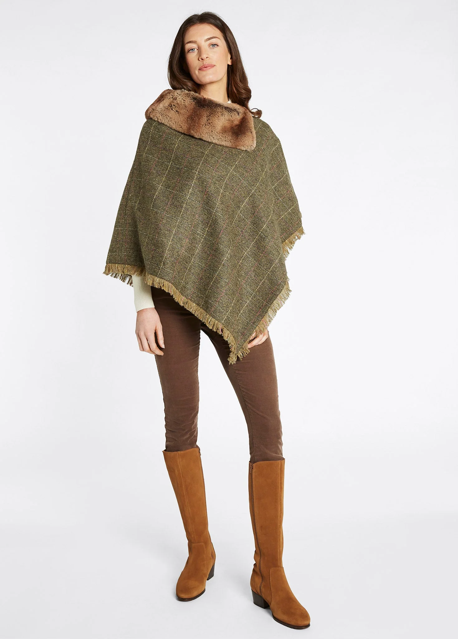 Silverfir Women's Tweed Poncho - Thistle
