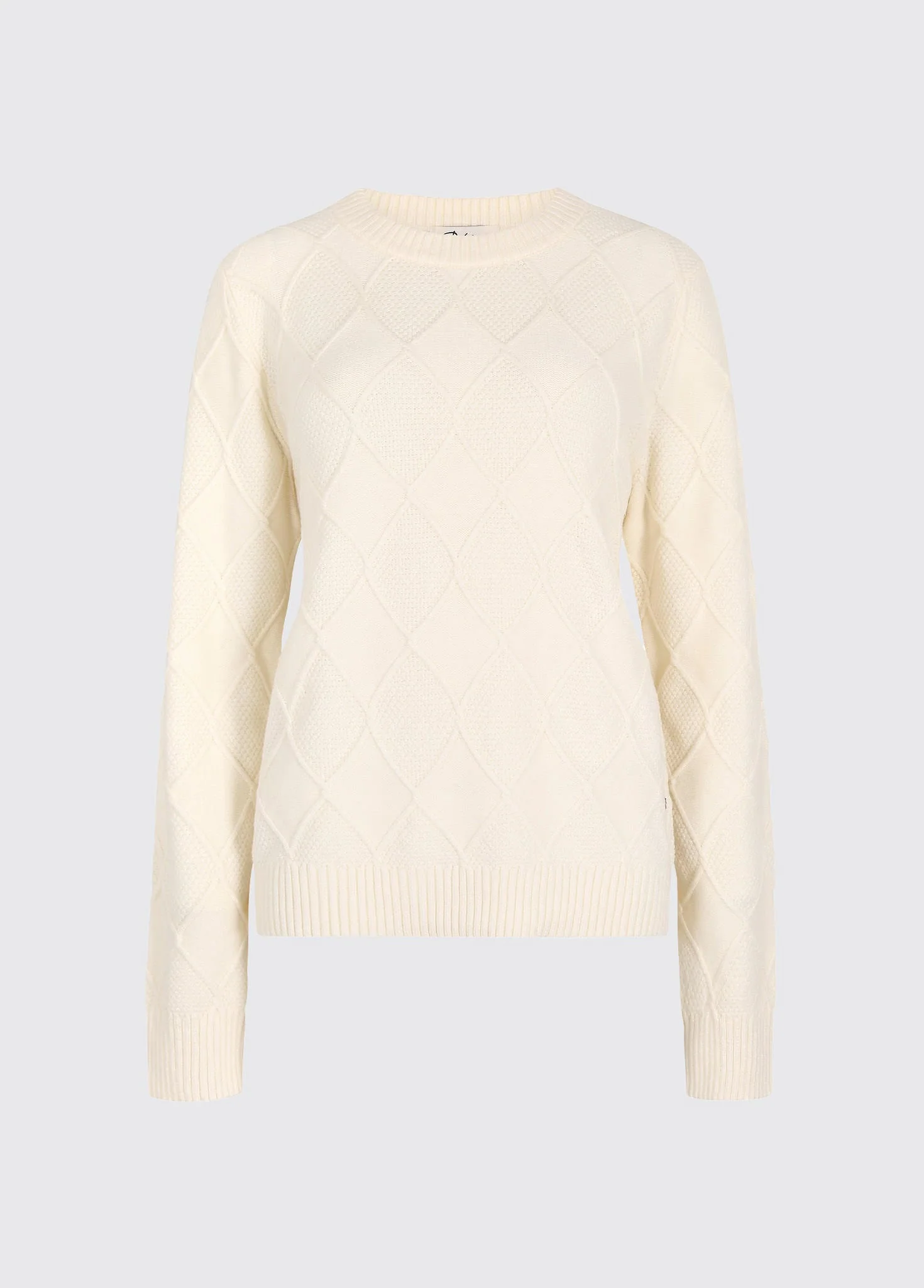 Banteer Ladies' cable knit crew neck - Oyster