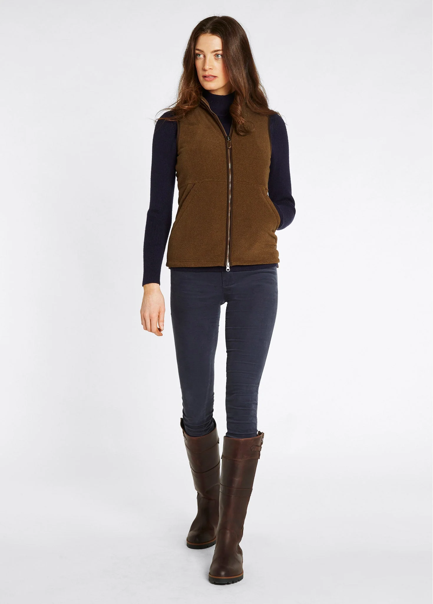 Carbury Ladies' Fleece Vest - Walnut