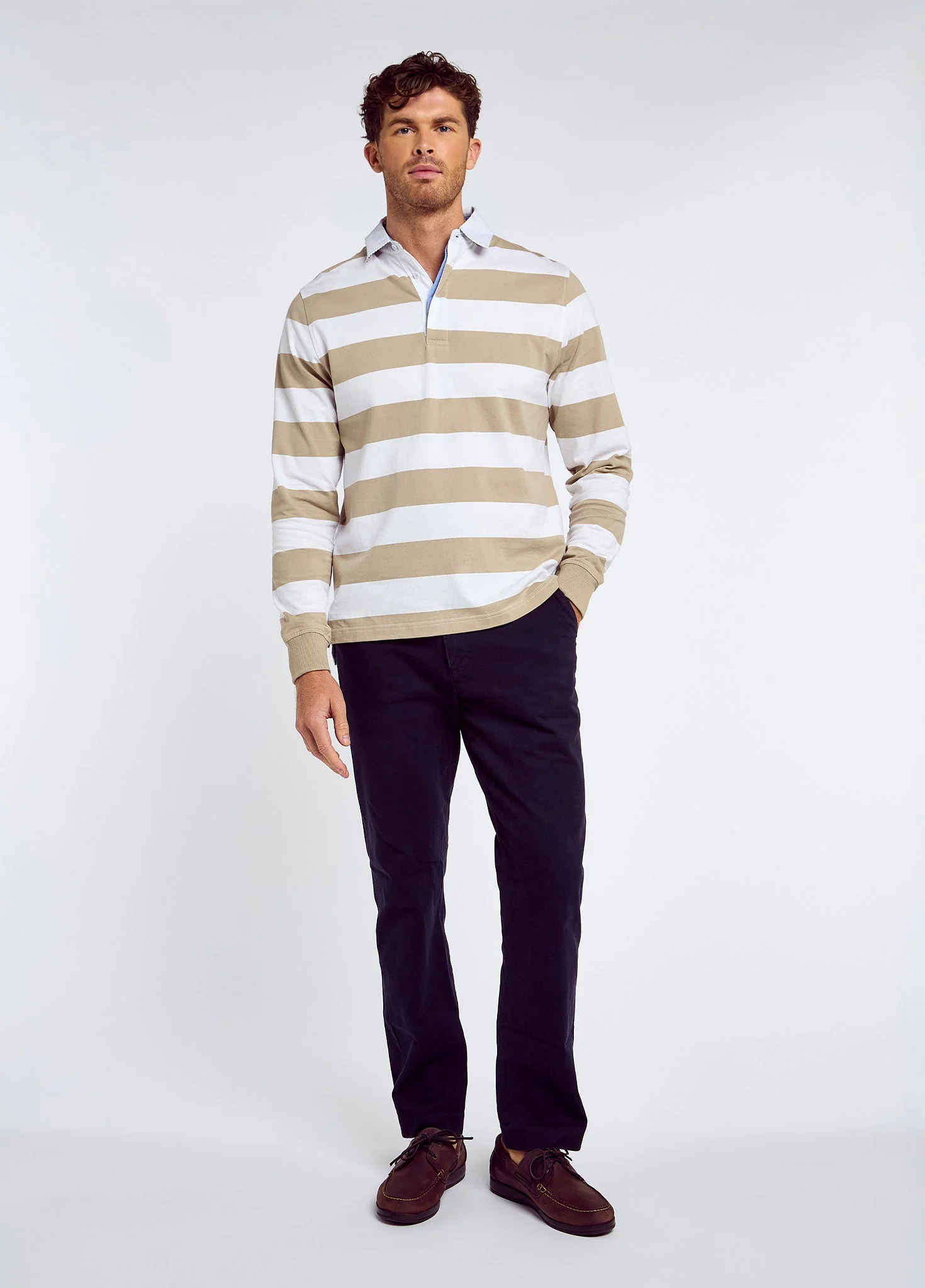 Goresbridge Men's Rugby top - Sand Multi