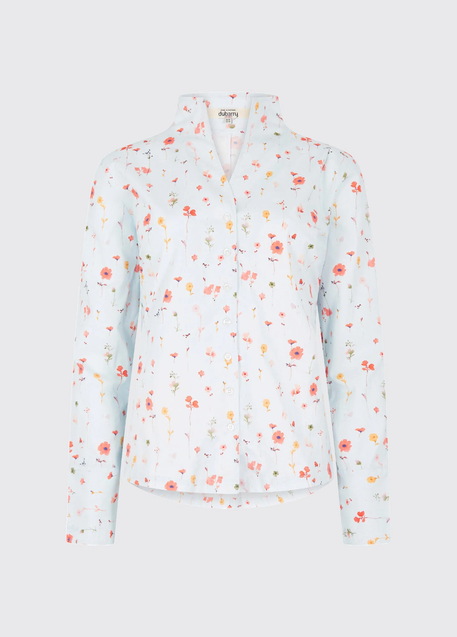 Fuchsia Ladies' printed long-sleeve shirt - pale blue