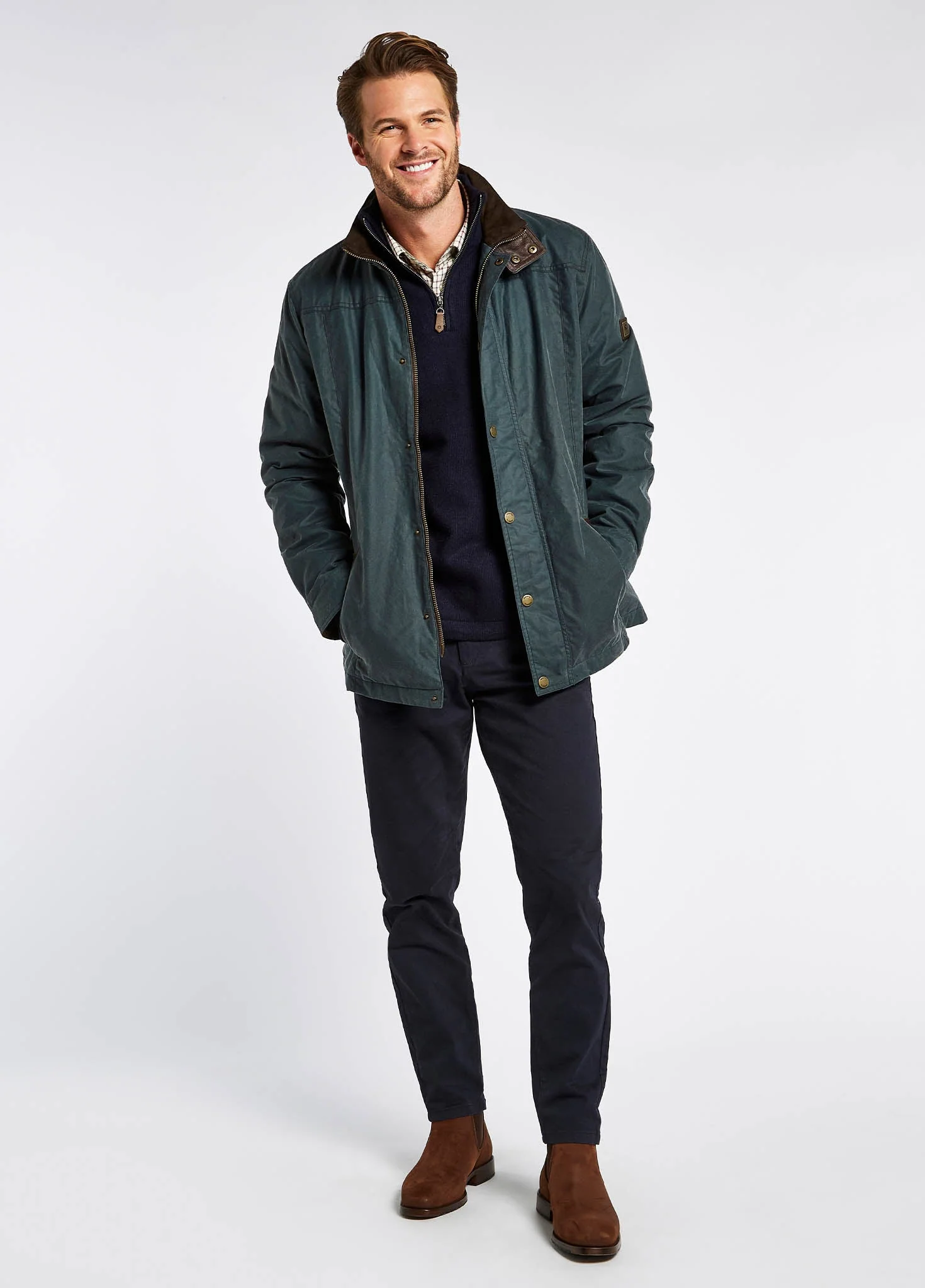 Carrickfergus Men's Waxed Cotton Jacket - Dark Pebble