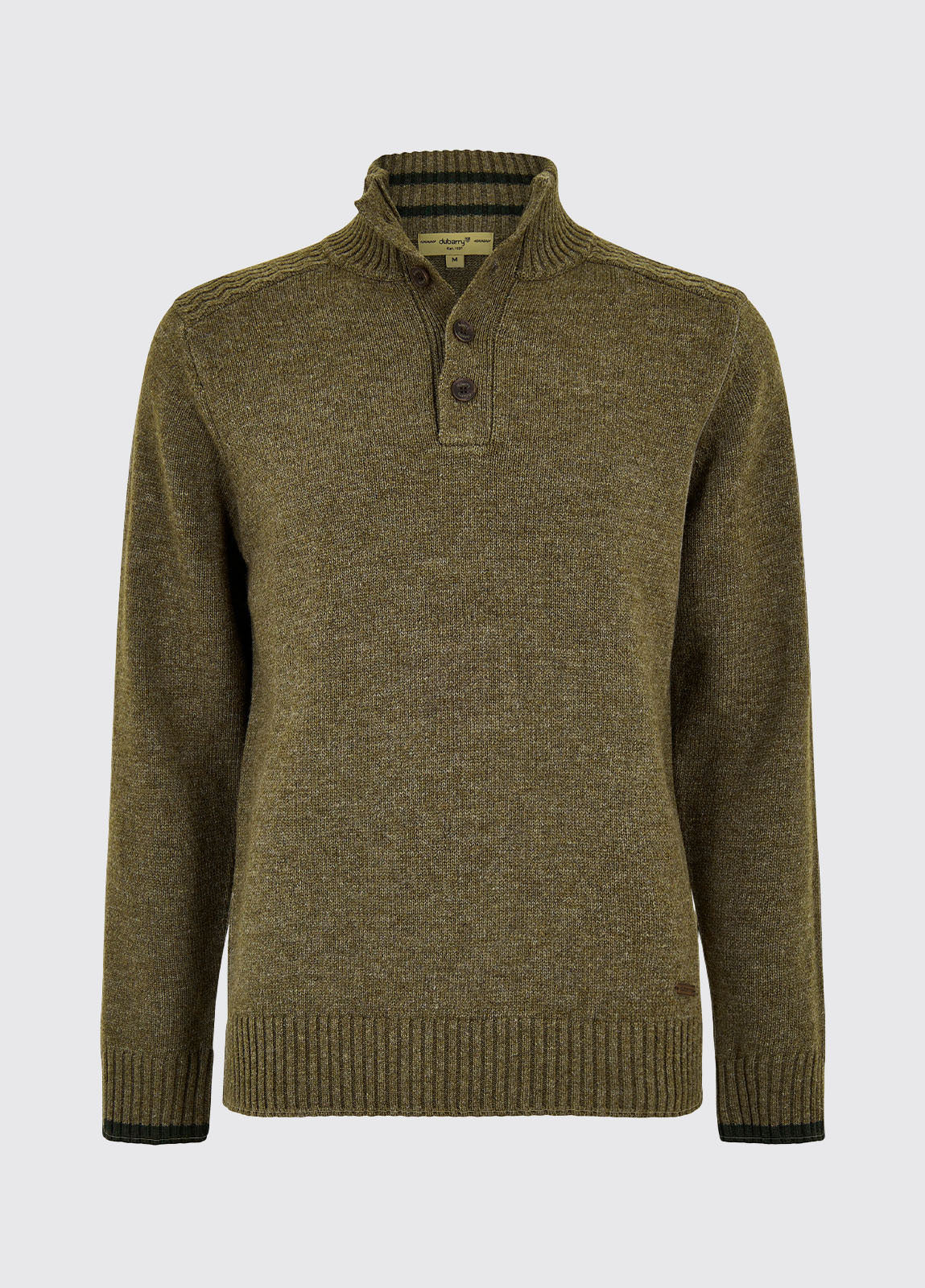 Parkplace Men's Button Neck Knitted Sweater - Dusky Green - Sample