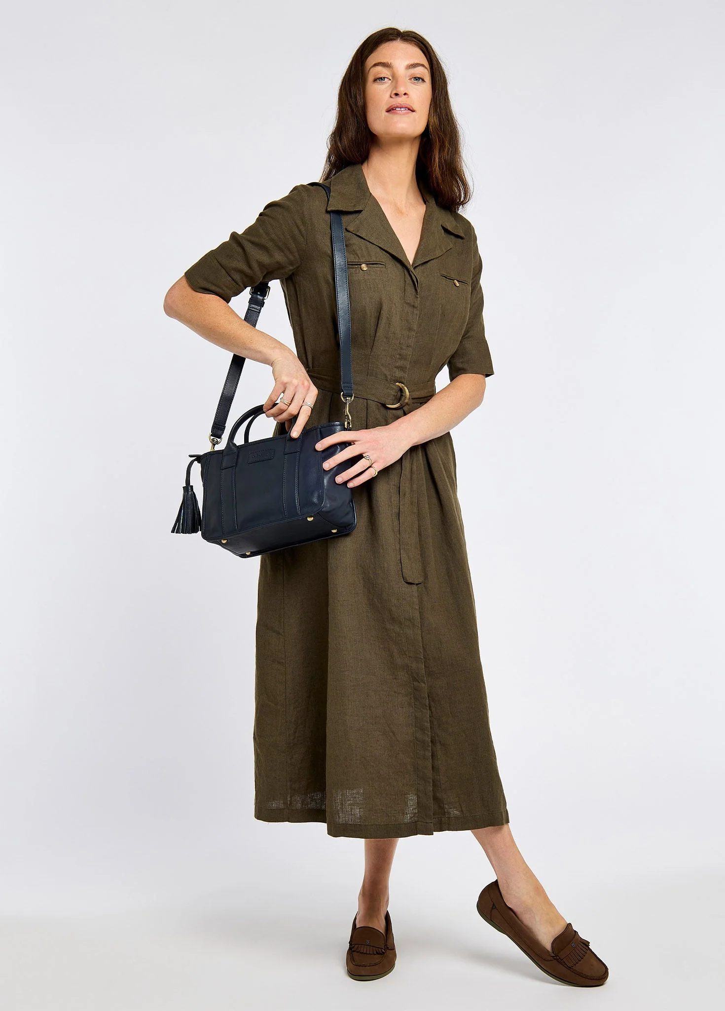 Ramelton Medium size leather handbag - Navy