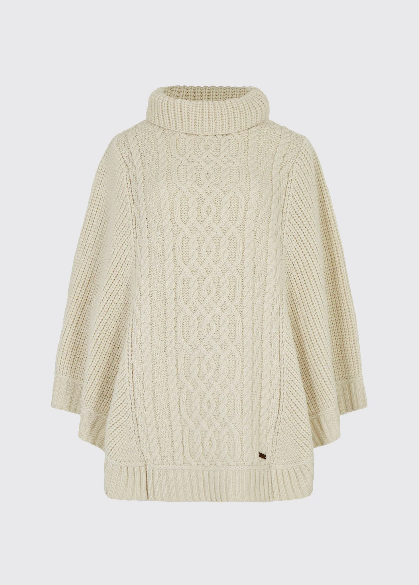 Kilronan Women's Irish Knit Merino Poncho - Cream