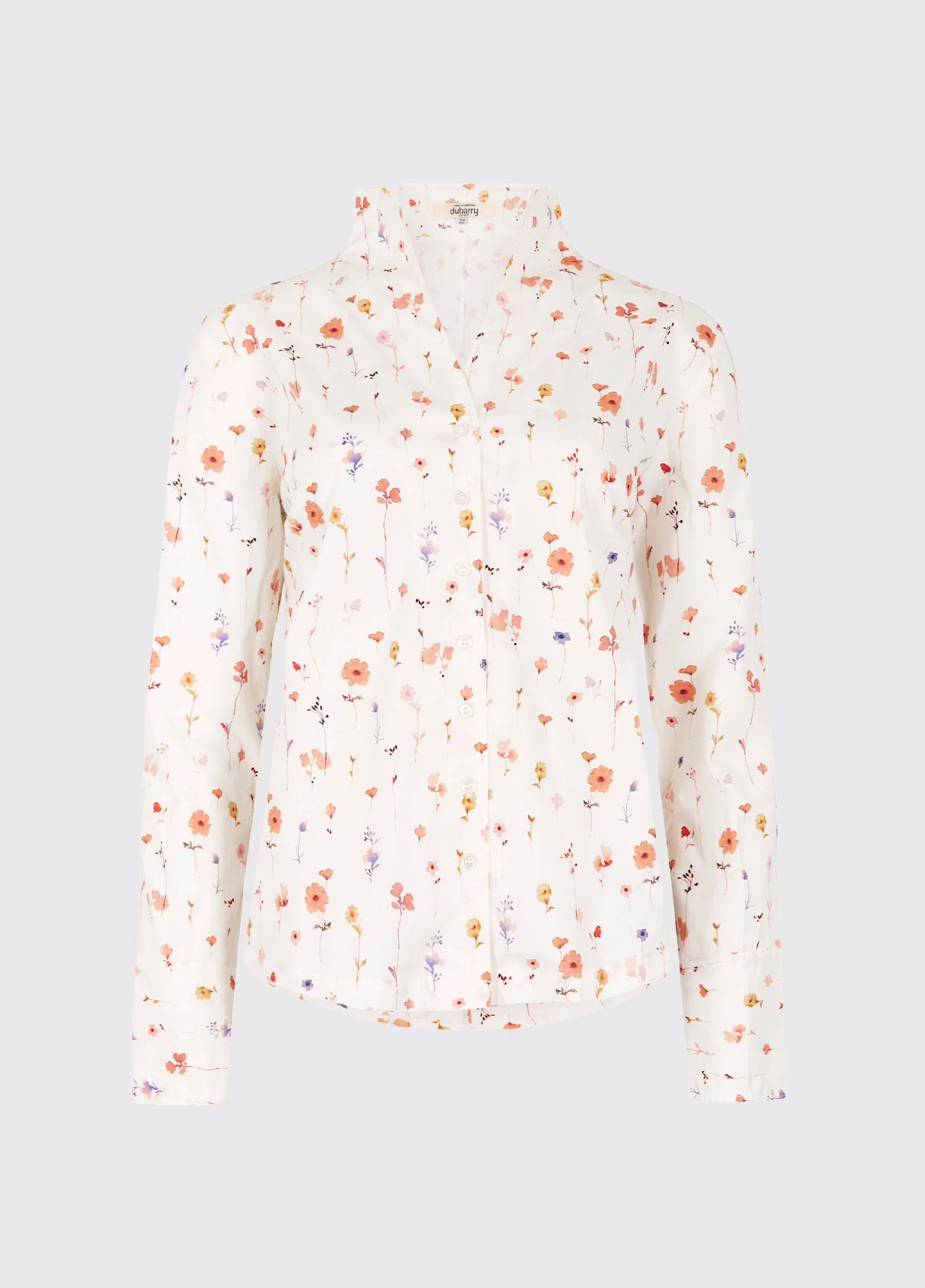 Fuchsia Ladies' printed long-sleeve shirt - white