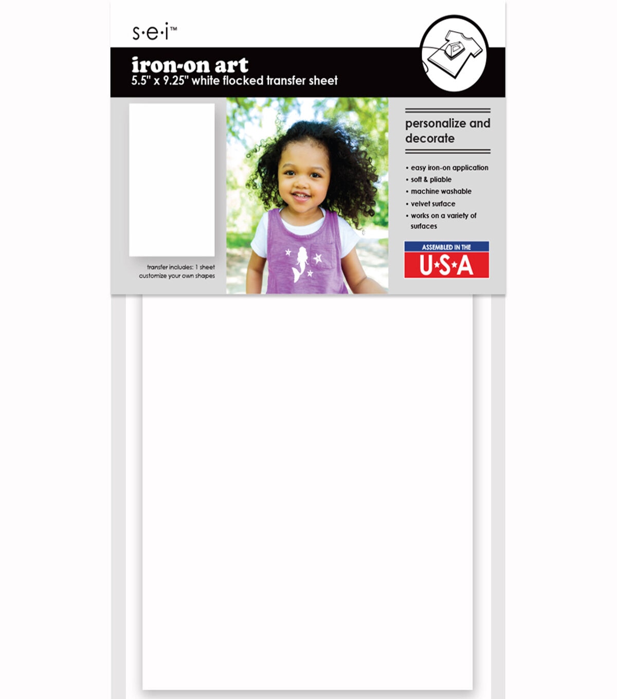 SEI 5.5 x 9 White Iron On Art Flocked Transfer Sheet