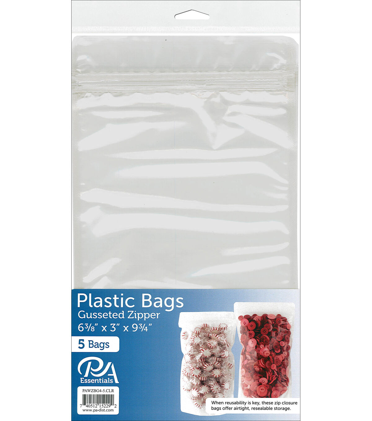 PA Essentials 6 Gusseted Zipper Bags 5pk