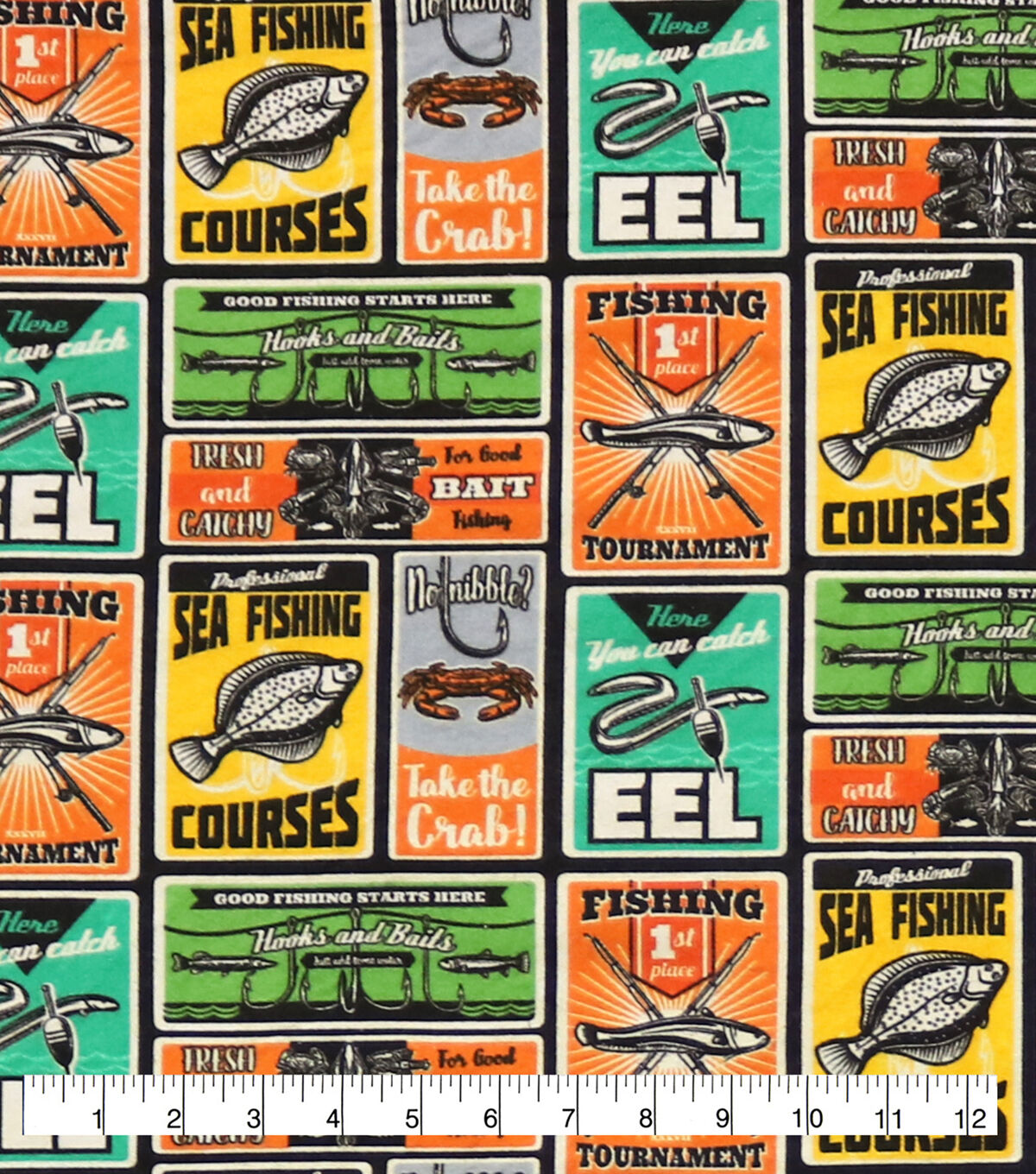 Catching Fish Signs Super Snuggle Flannel Fabric