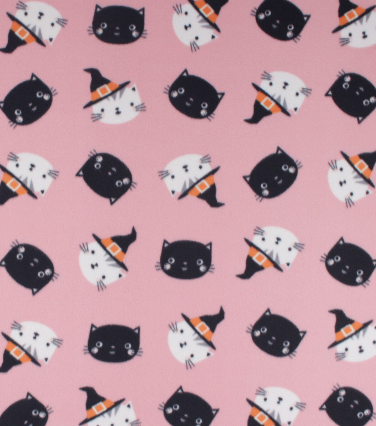 Blizzard Fleece Halloween Cats On Pink Fabric