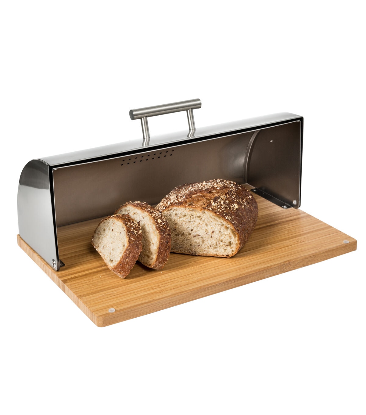 Honey Can Do 15 x 6 Steel Bread Box With Bamboo Cutting Board