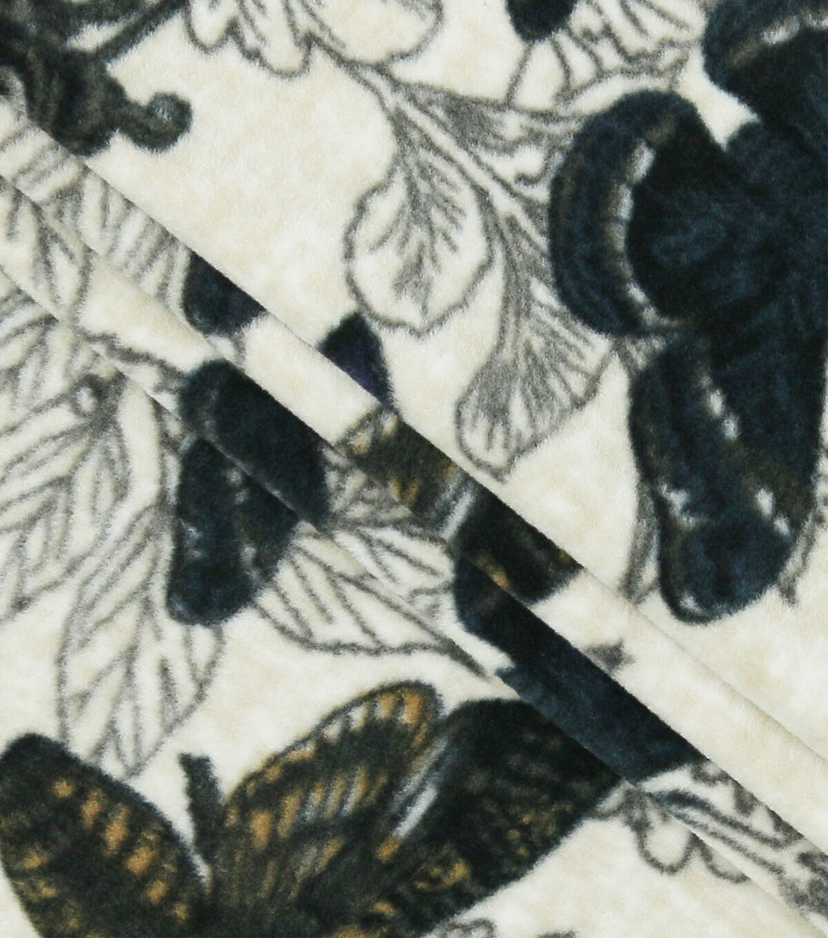Black Butterflies & Moths Anti Pill Fleece Fabric