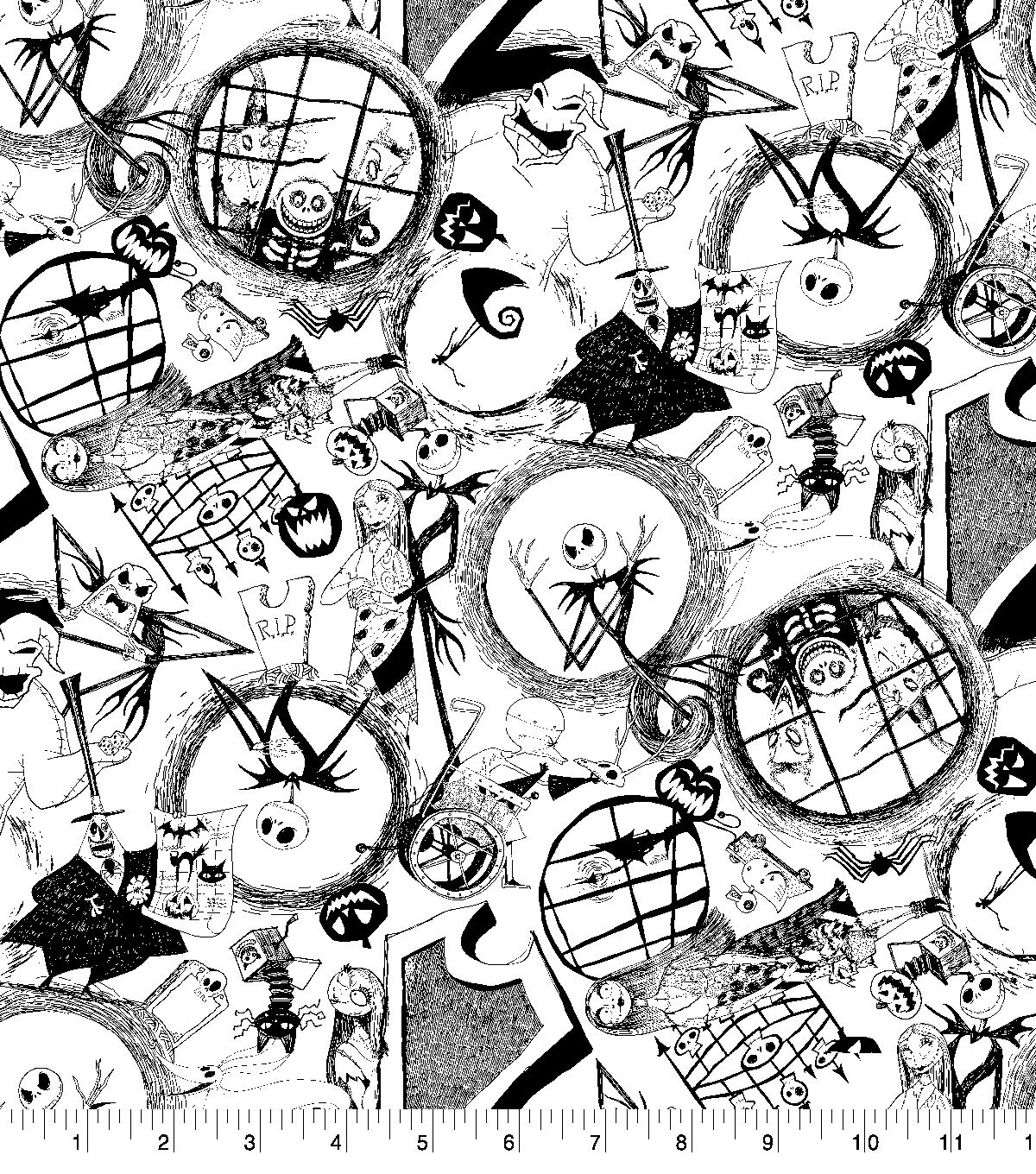 Disney Jack & Sally Tossed World Nightmare Before Christmas Knit Fabric