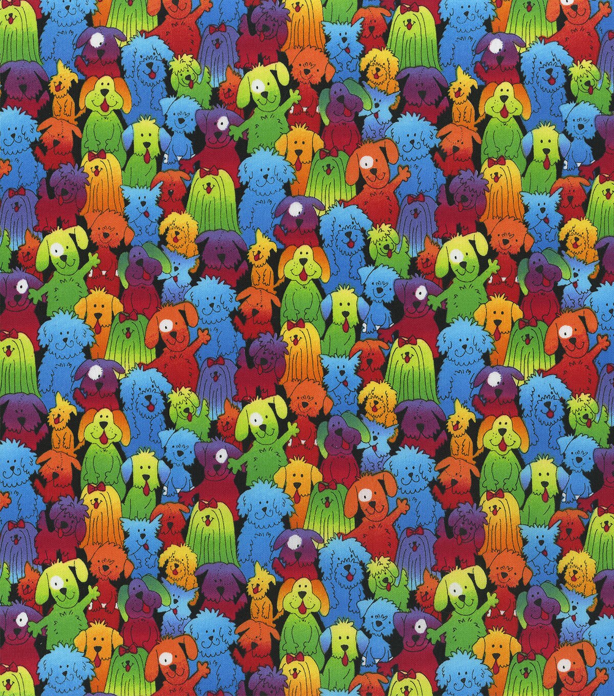 Hi Fashion Rainbow Dogs Novelty Cotton Fabric
