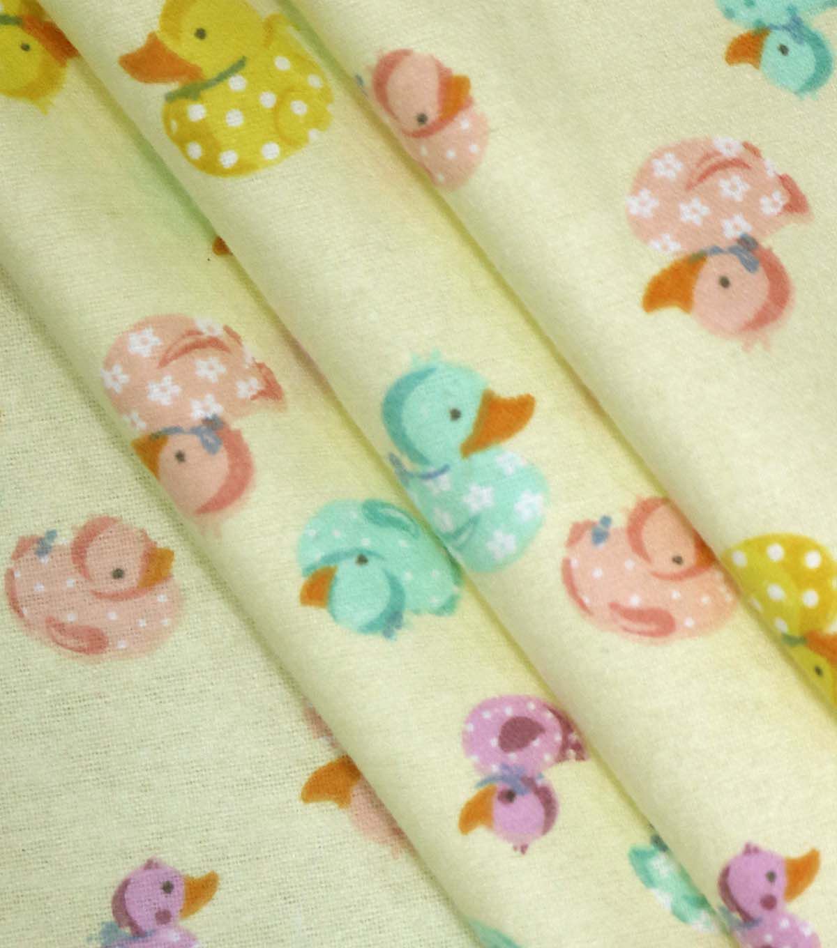 Rubber Ducks on Yellow Super Snuggle Flannel Fabric