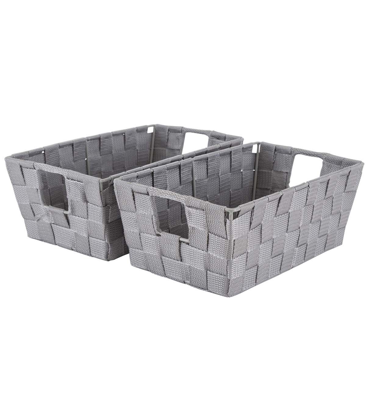 Simplify 6.5 x 11 Small Woven Storage Shelf Basket 2pk