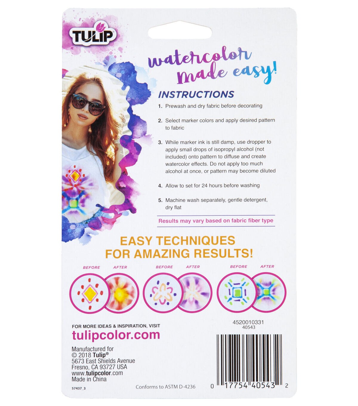 Tulip Watercolor Fabric Markers Rainbow