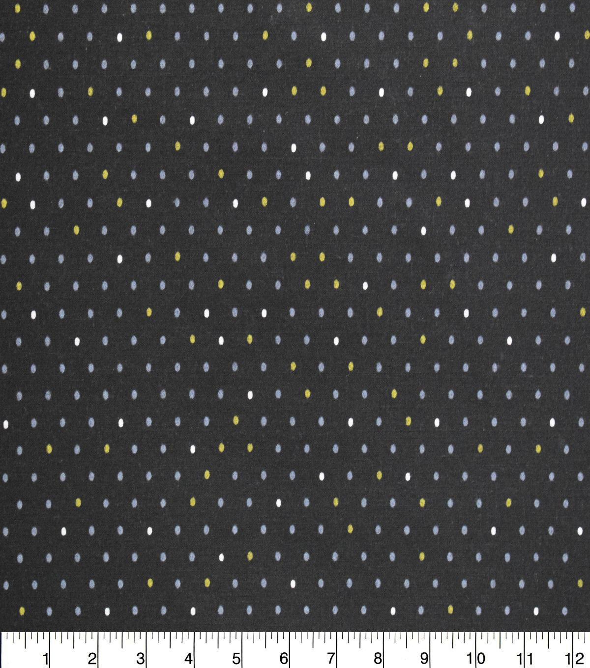 White & Yellow Dots on Black Quilt Cotton Fabric by Quilter's Showcase