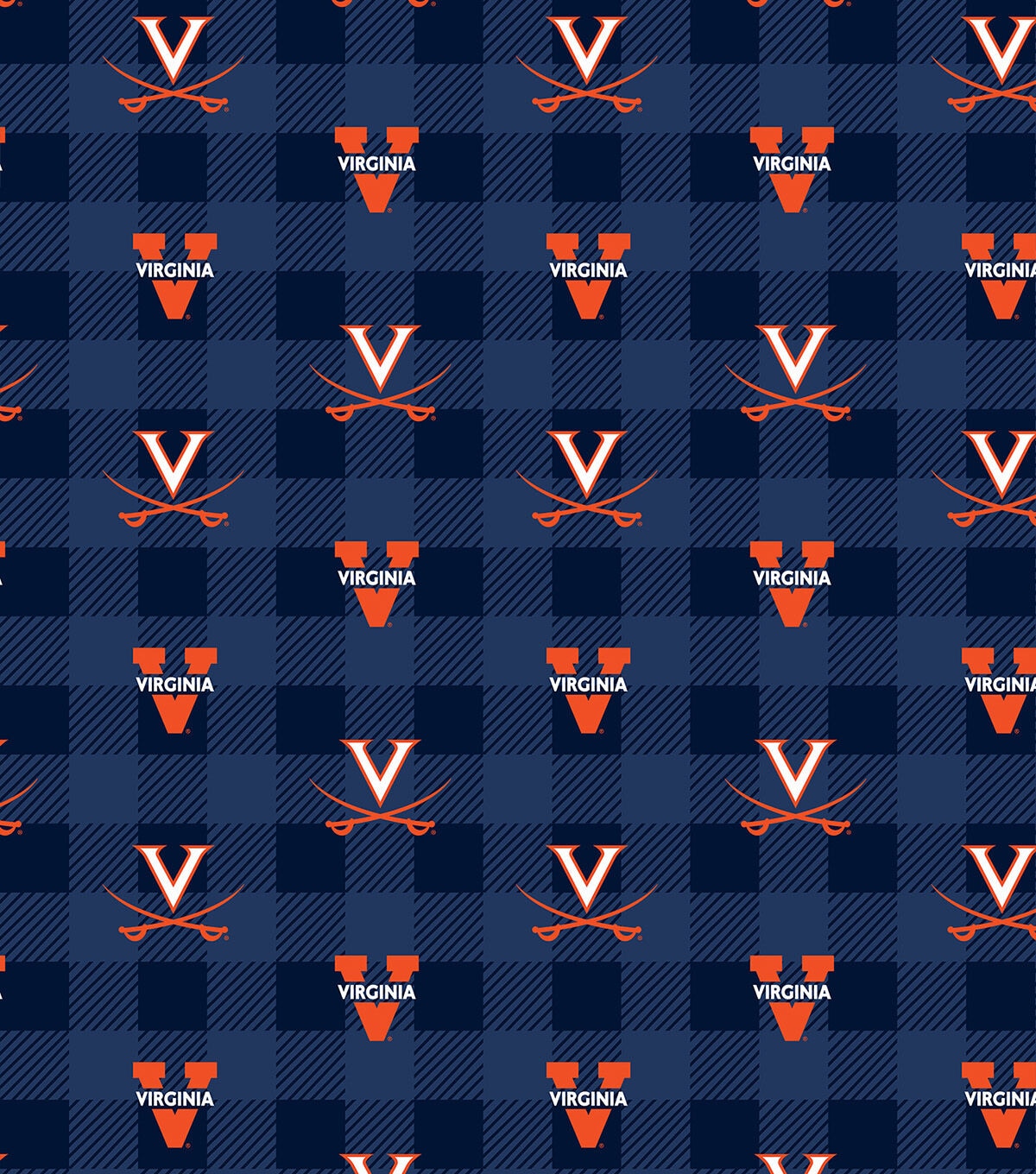 University of Virginia Cavaliers Fleece Fabric Buffalo Check