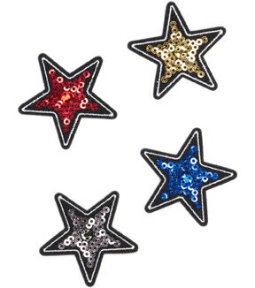 2 Sequin Stars Iron On Patches 4ct by hildie & jo