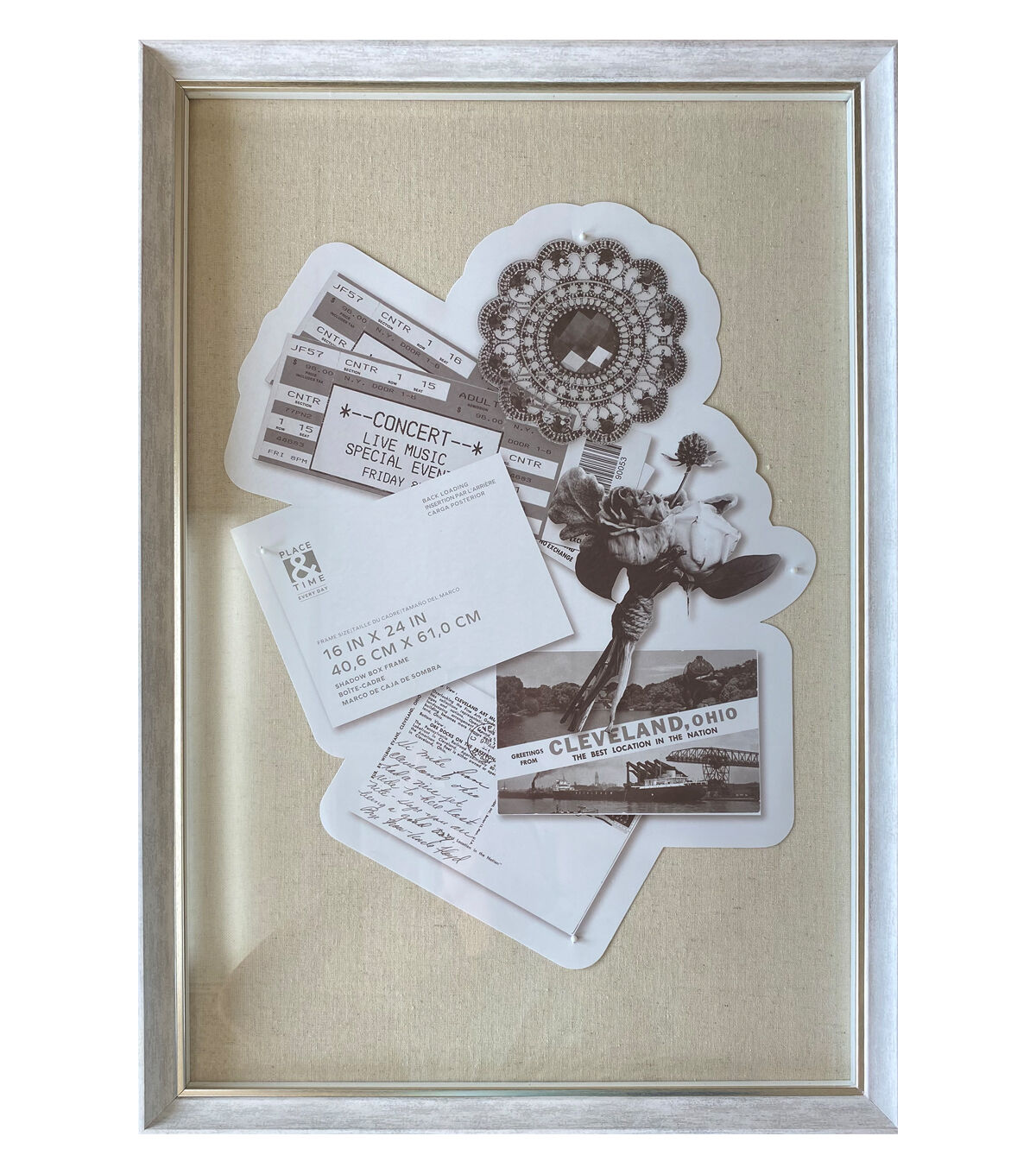 16 x 24 Silver & White Shadowbox by Place & Time