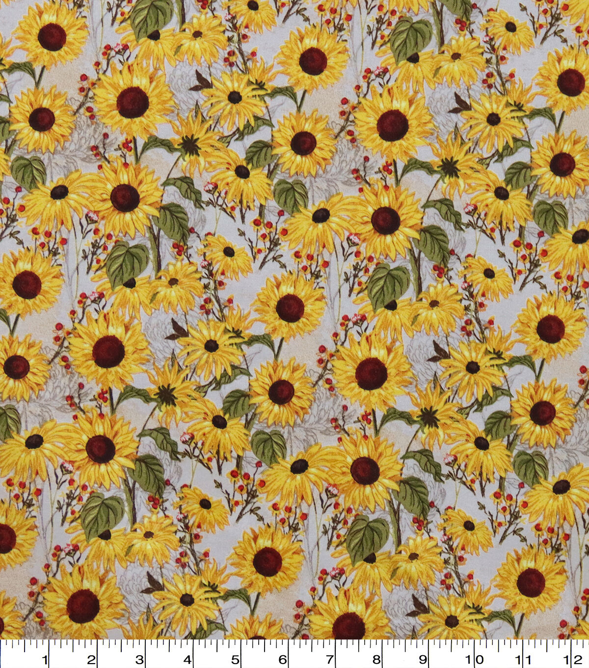 Whimsy Sunflowers Cream Harvest Cotton Fabric