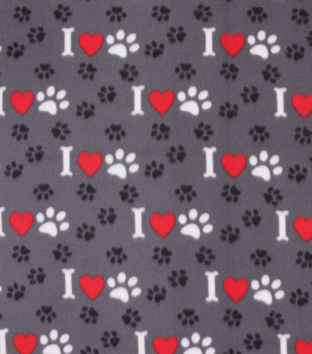 Blizzard Fleece Fabric Bones, Hearts & Paws