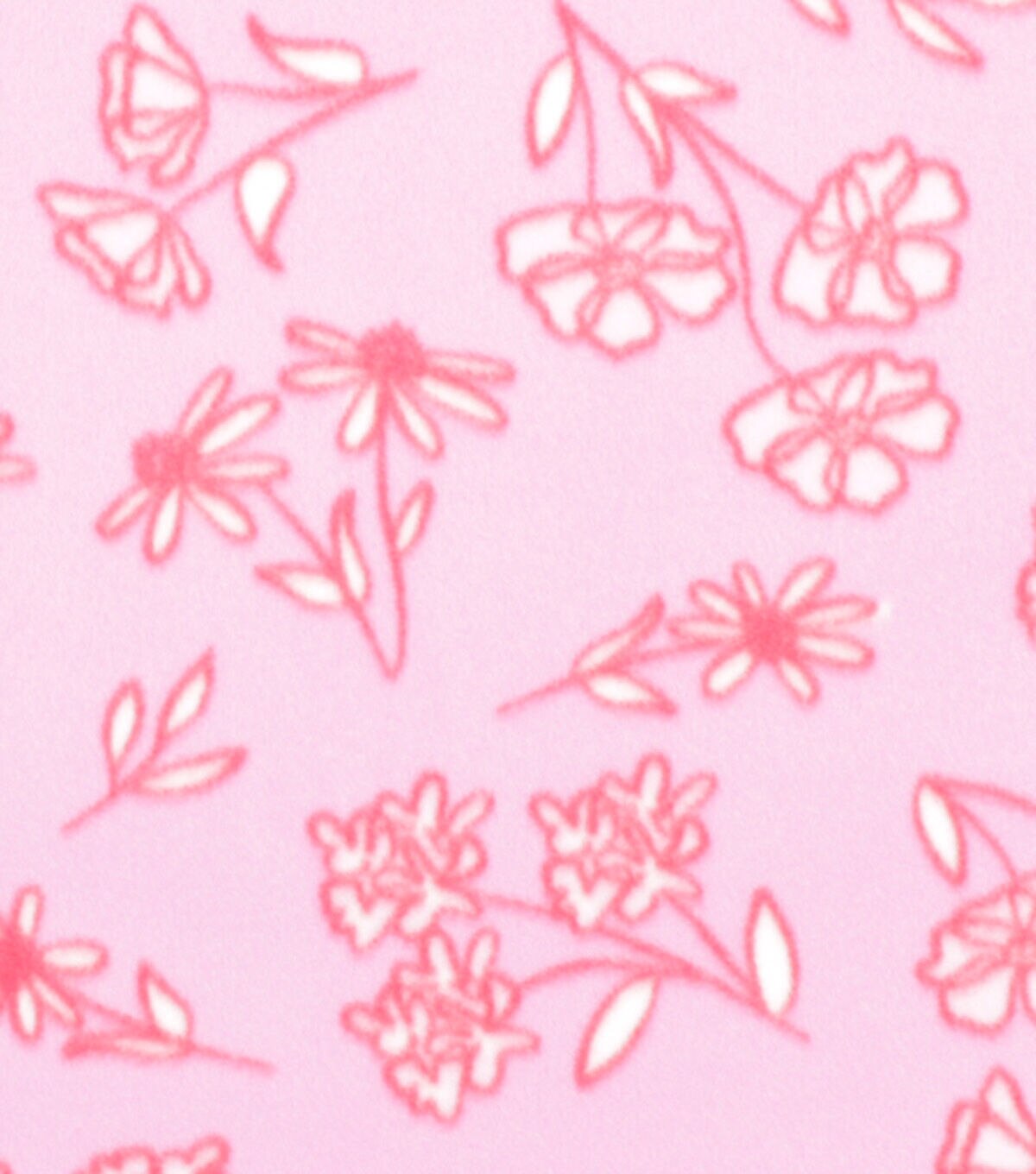 Pink Red Sketched Floral Blizzard Prints Fleece Fabric