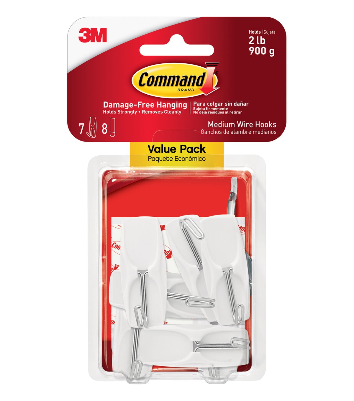Command 2lbs White Medium Wire Hooks & Strips 15ct