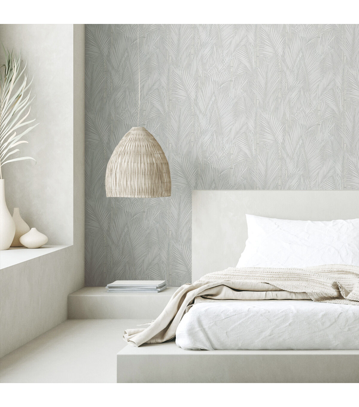RoomMates 20.5 x 16.5 Gray Swaying Fronds Peel & Stick Wallpaper