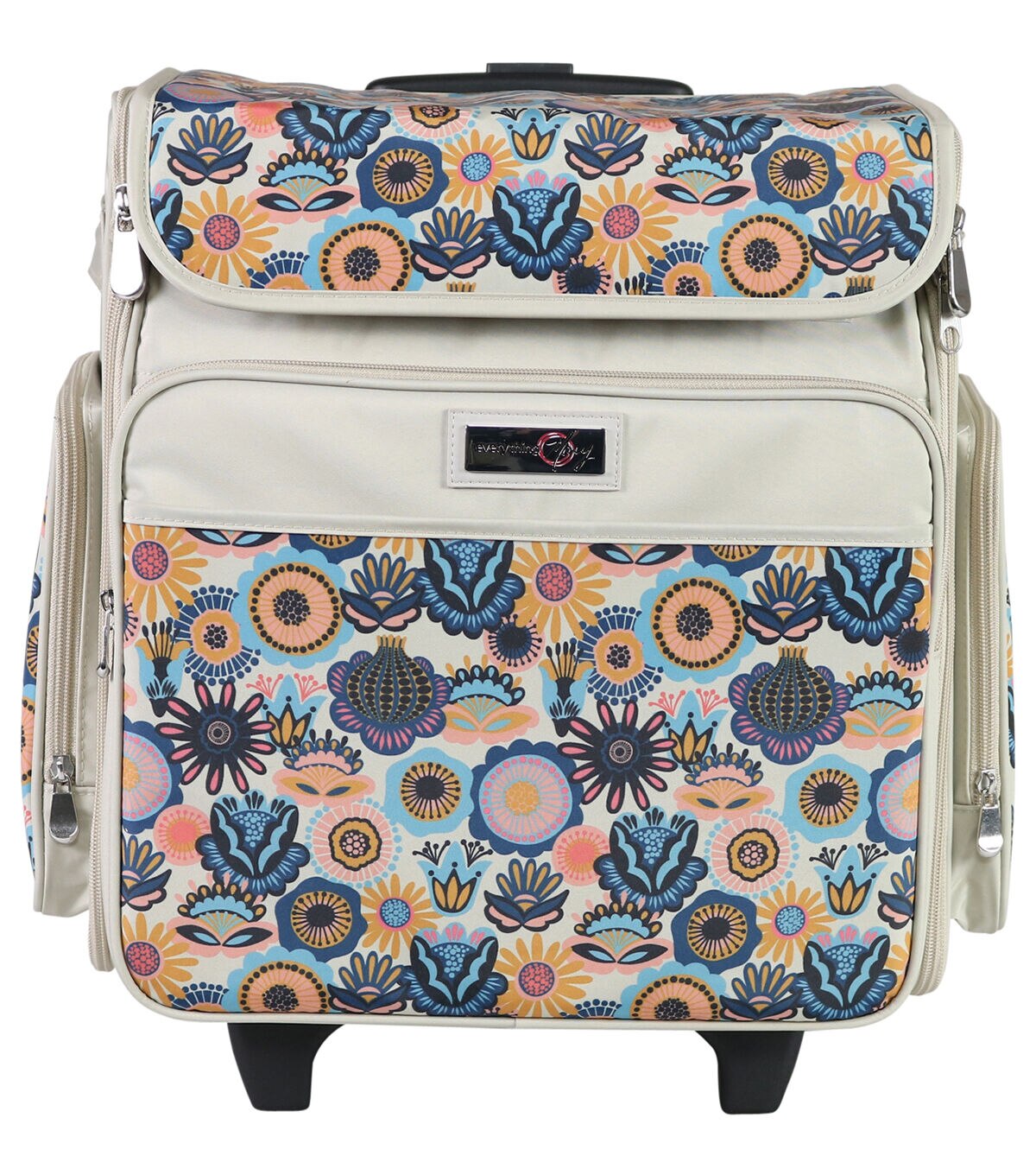 Everything Mary 15.5 Floral Collapsible Rolling Craft Bag