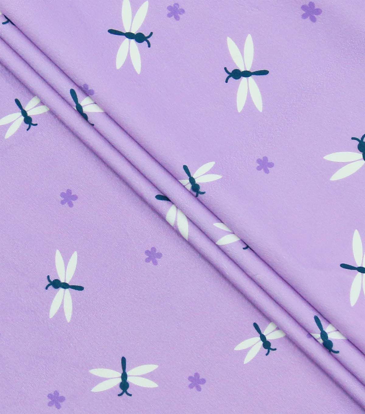 Dragonflies on Purple Soft & Minky Fleece Fabric