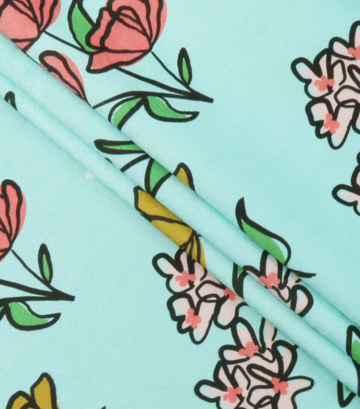 Green Sketched Floral Soft & Minky Fleece Fabric