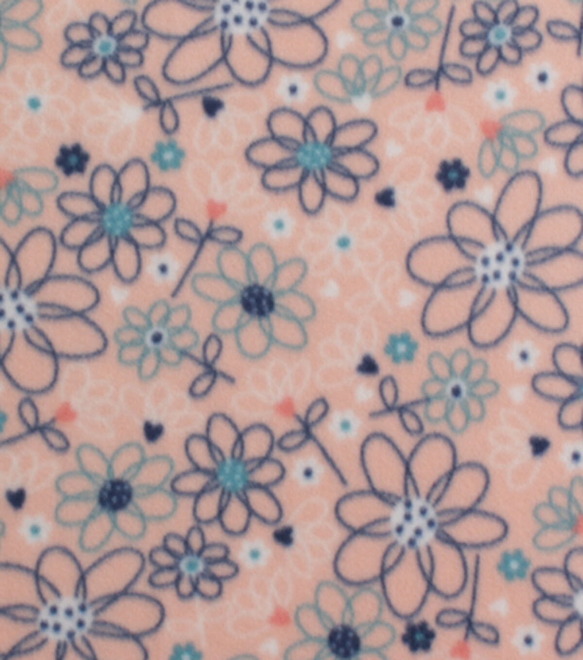 Sketched Floral on Pink Blizzard Fleece Fabric