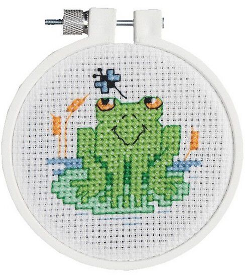 Janlynn 3 Soggy Froggy Round Counted Cross Stitch Kit