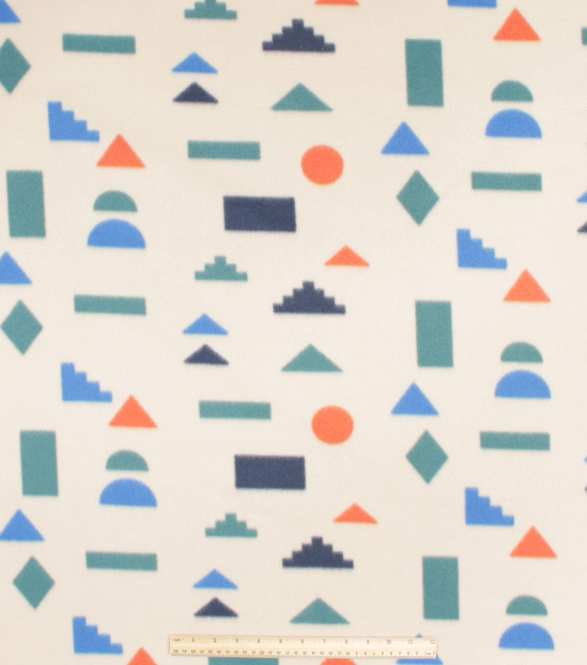 Cream Geo Blizzard Prints Fleece Fabric